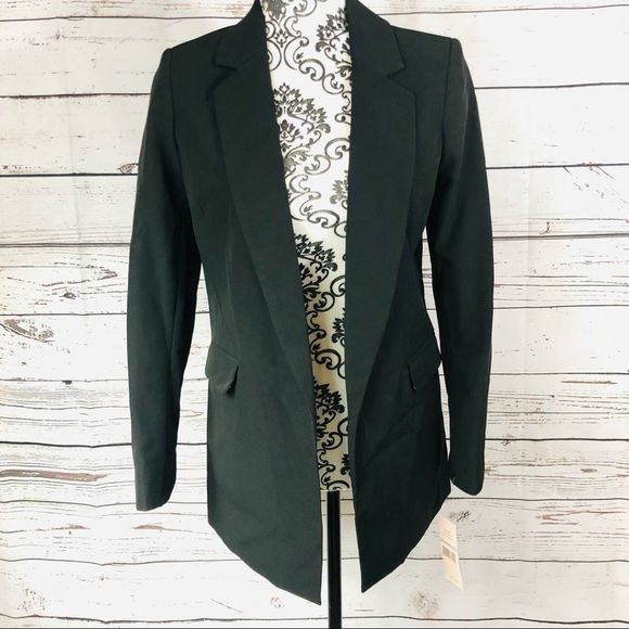 Nanette Lepore Floral Trim/Interior Gypsy Rose Very Black Blazer Jacket 0 - Picture 2 of 12